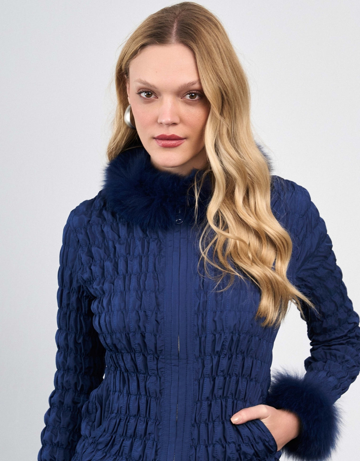 CASACO BIA MADRE REINA PELE NAVY