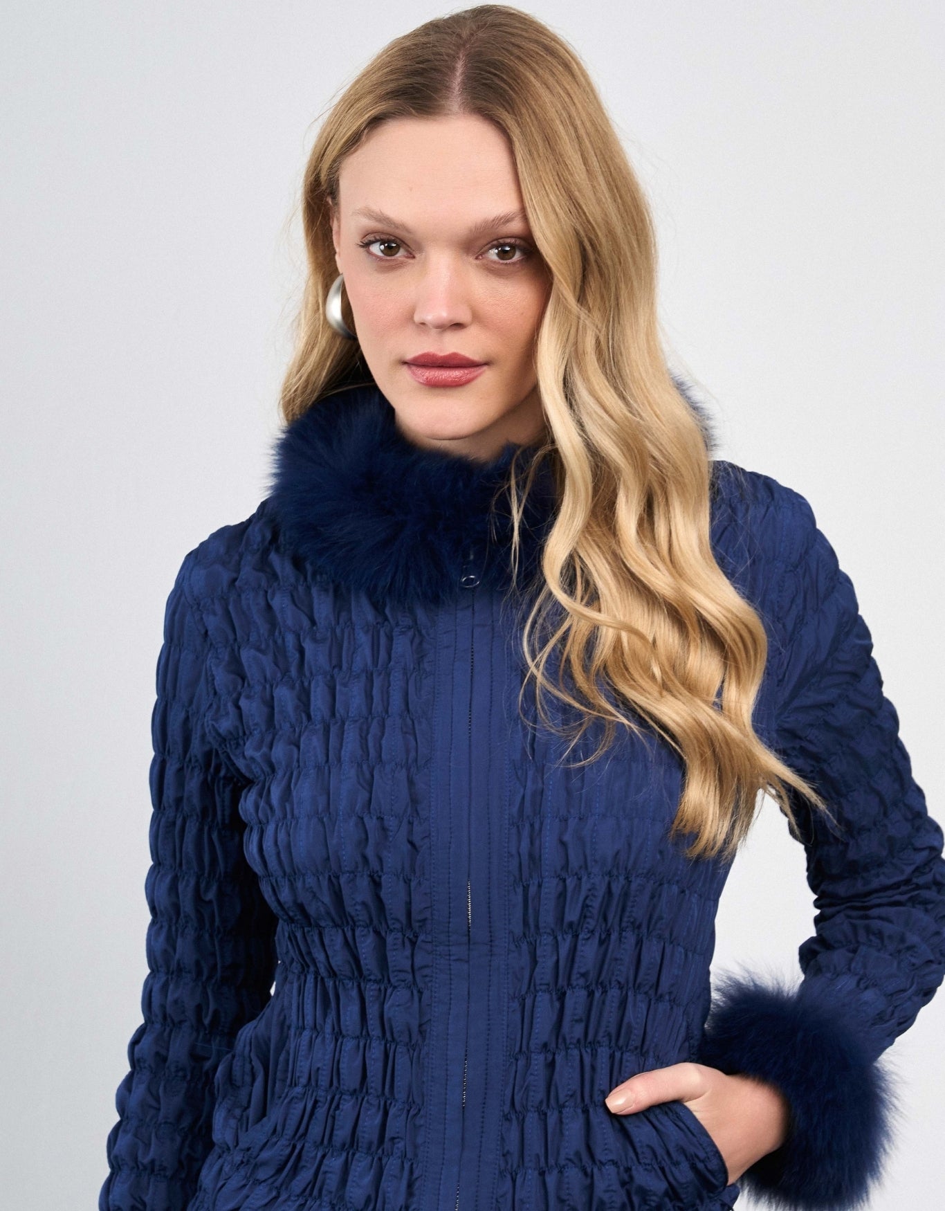 CASACO BIA MADRE REINA PELE NAVY