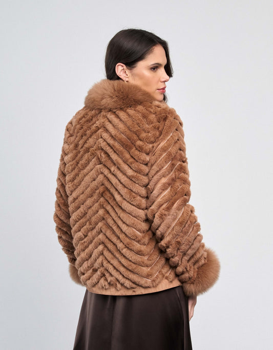 CASACO CHEVRON MADRE REINA PELE MOCCA