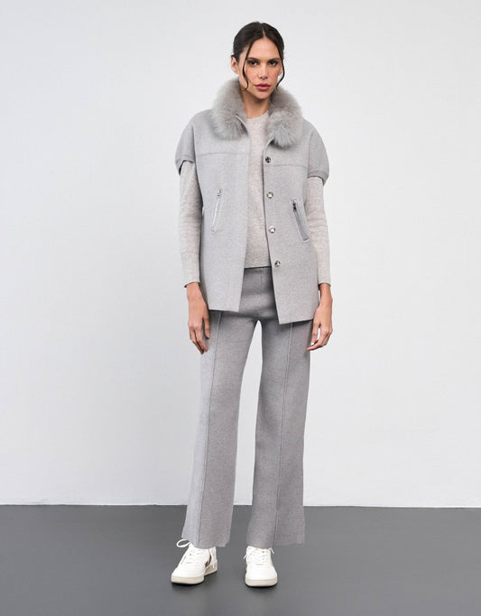 CASACO FOX  LONGO MADRE REINA TRICOT CALM GRAY