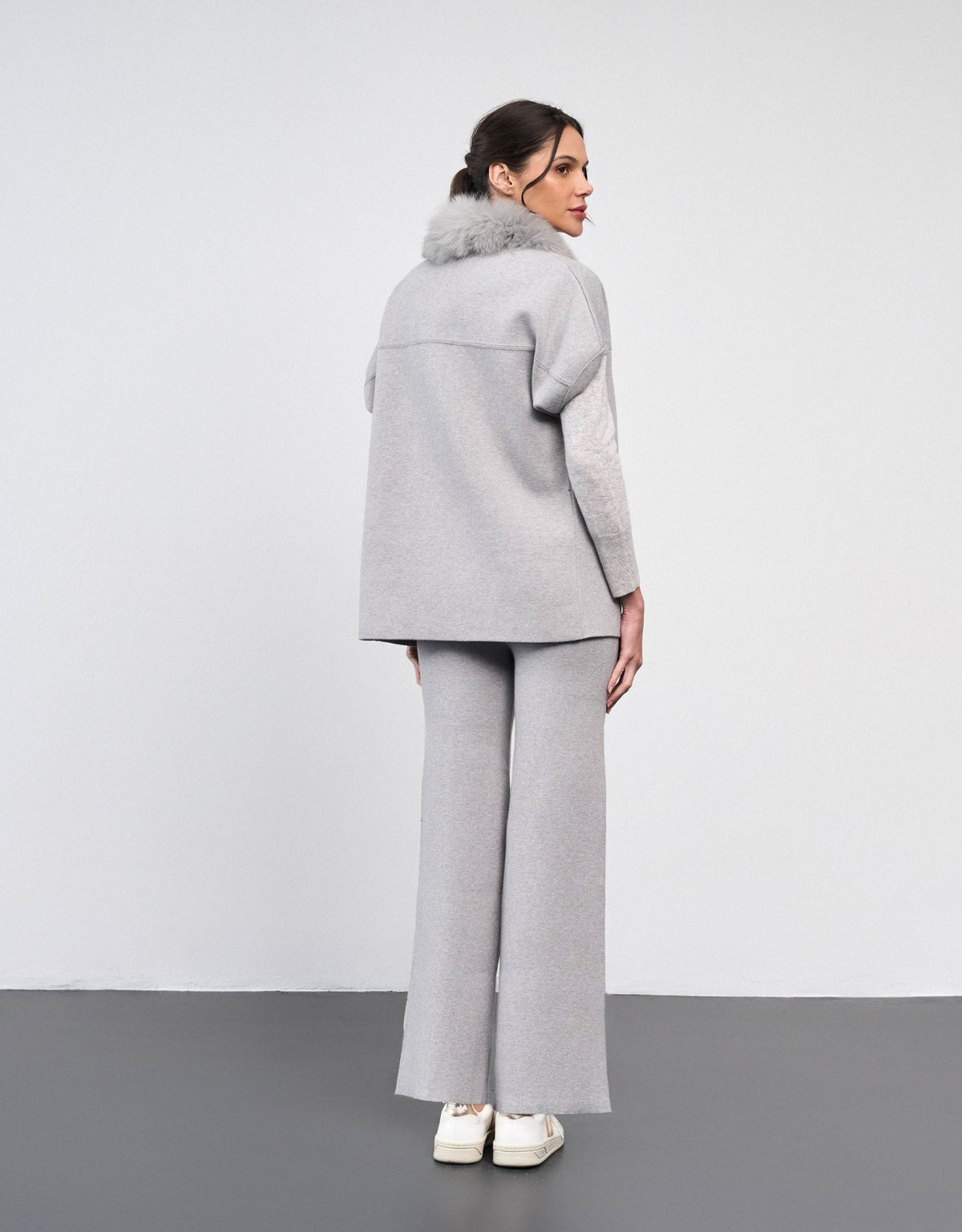 CASACO FOX  LONGO MADRE REINA TRICOT CALM GRAY