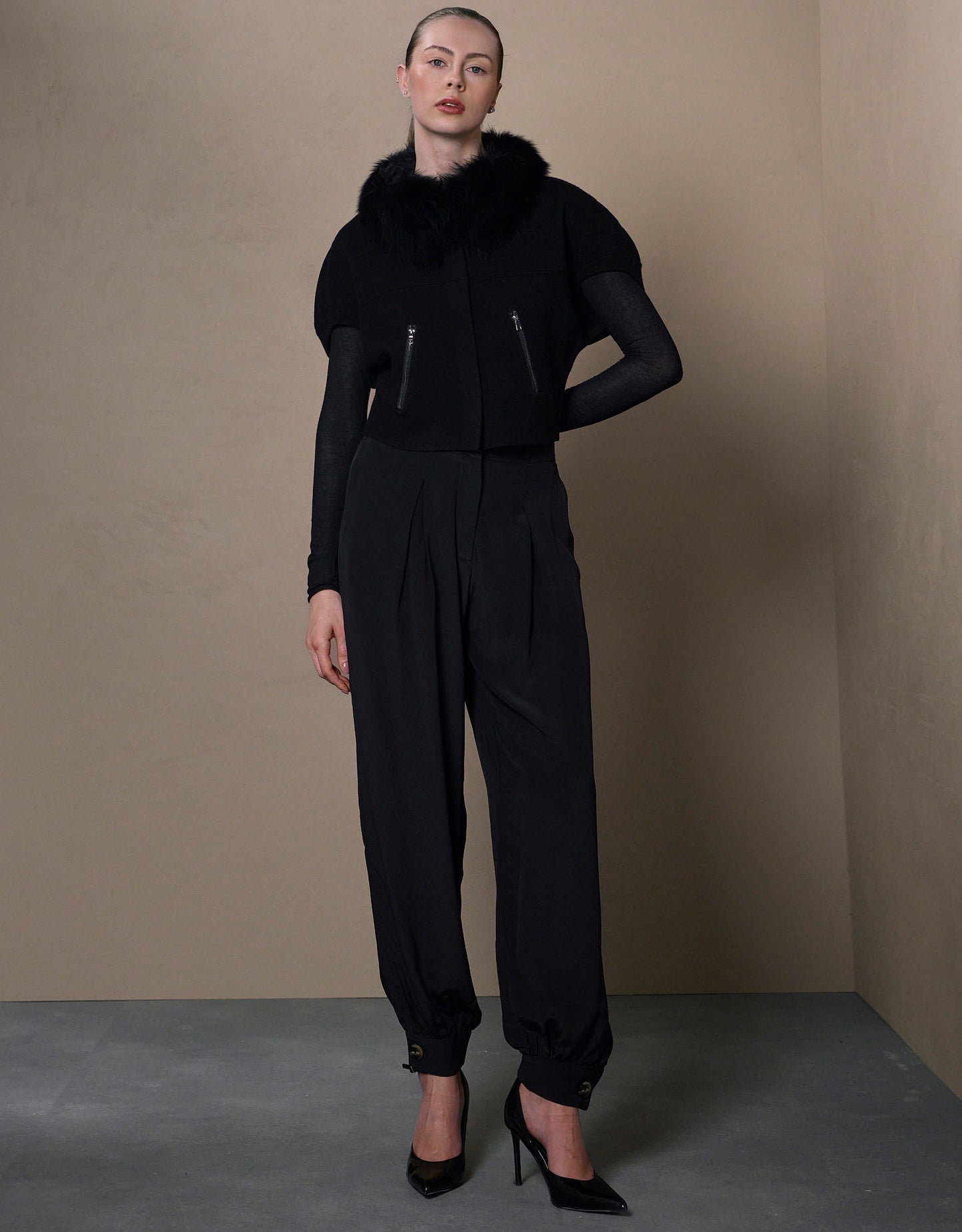 CASACO FOX MADRE REINA TRICOT COM PELE N-PRETO