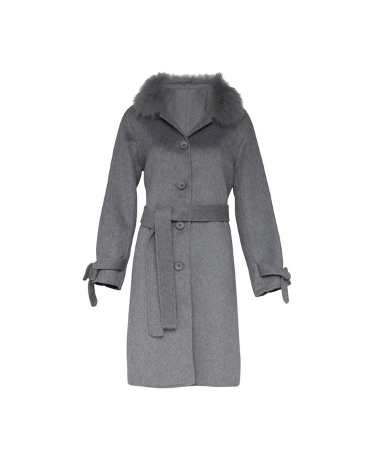 CASACO LAÇO MADRE REINA LONGO CINZA MESCLA