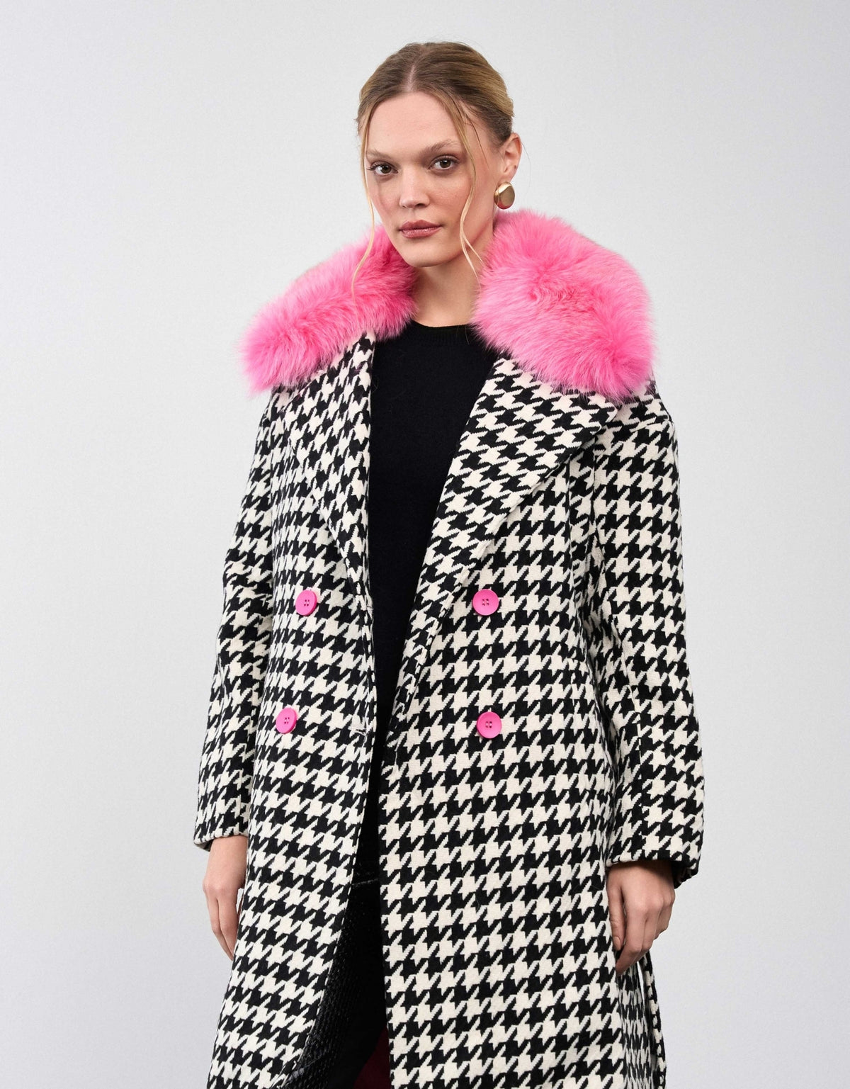 CASACO MADRE REINA LÃ COM GOLA XADREZ