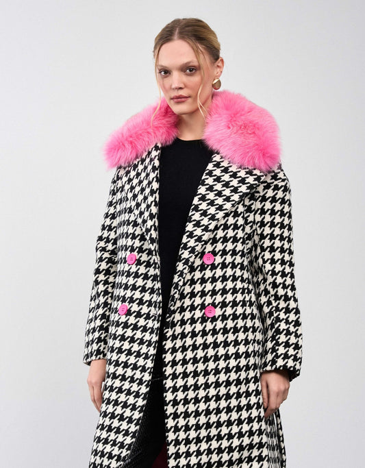 CASACO MADRE REINA LÃ COM GOLA XADREZ