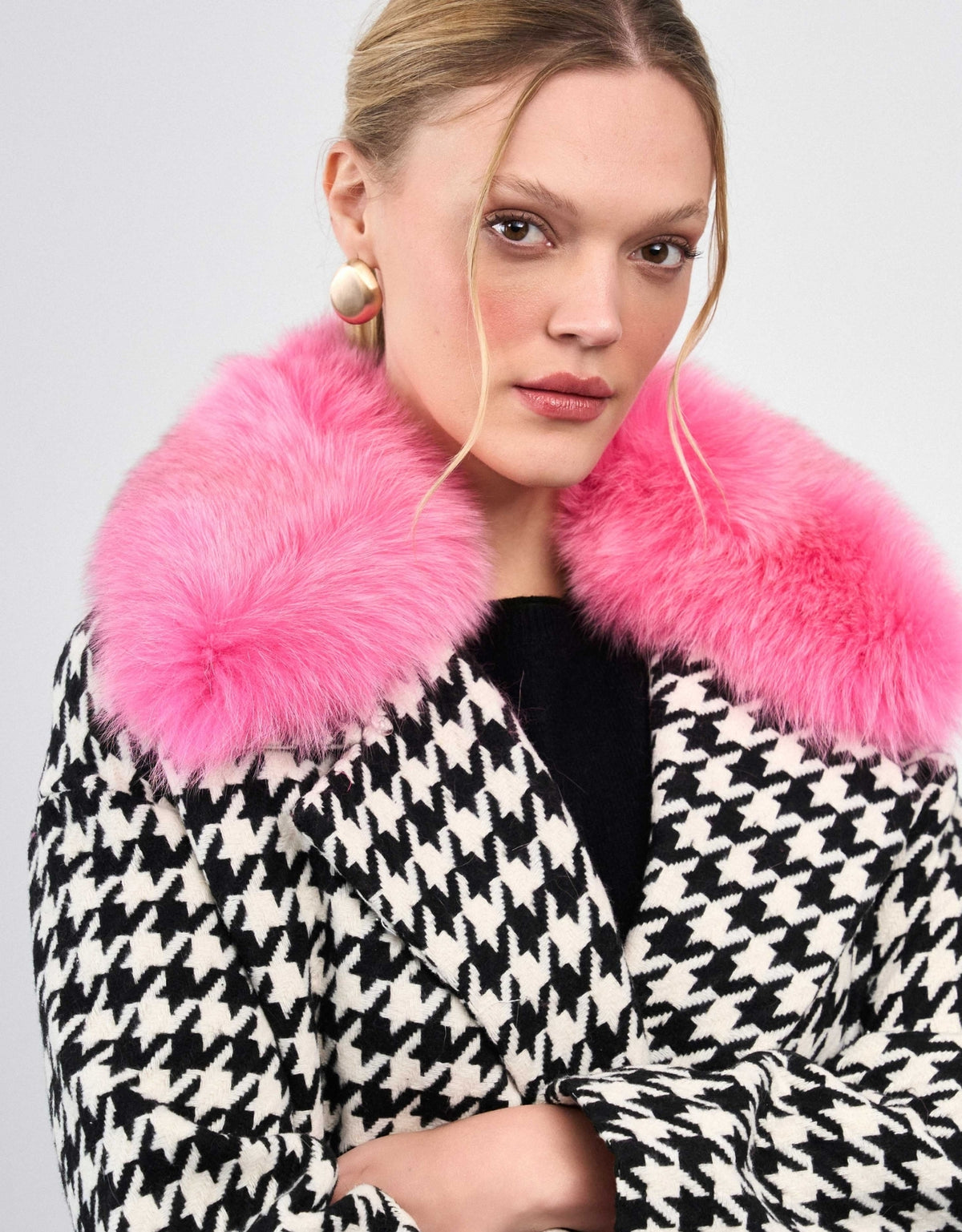 CASACO MADRE REINA LÃ COM GOLA XADREZ