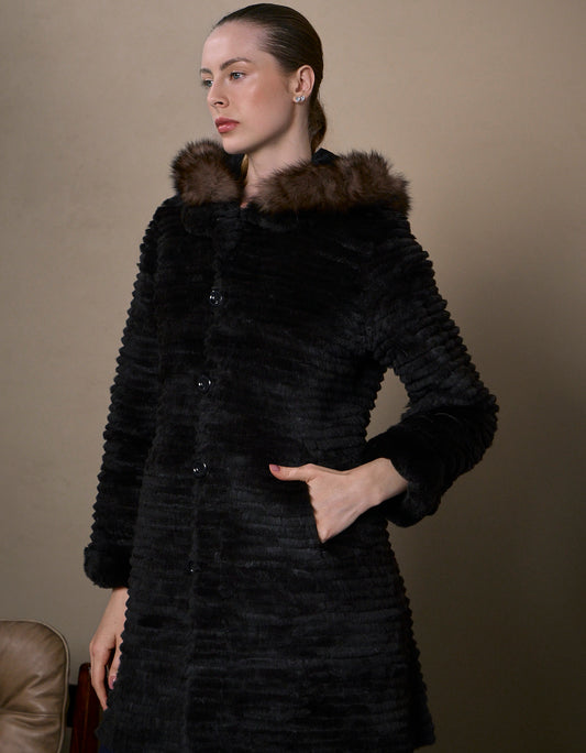 CASACO MARGO REVERSÍVEL MADRE REINA PELE MADEIRA