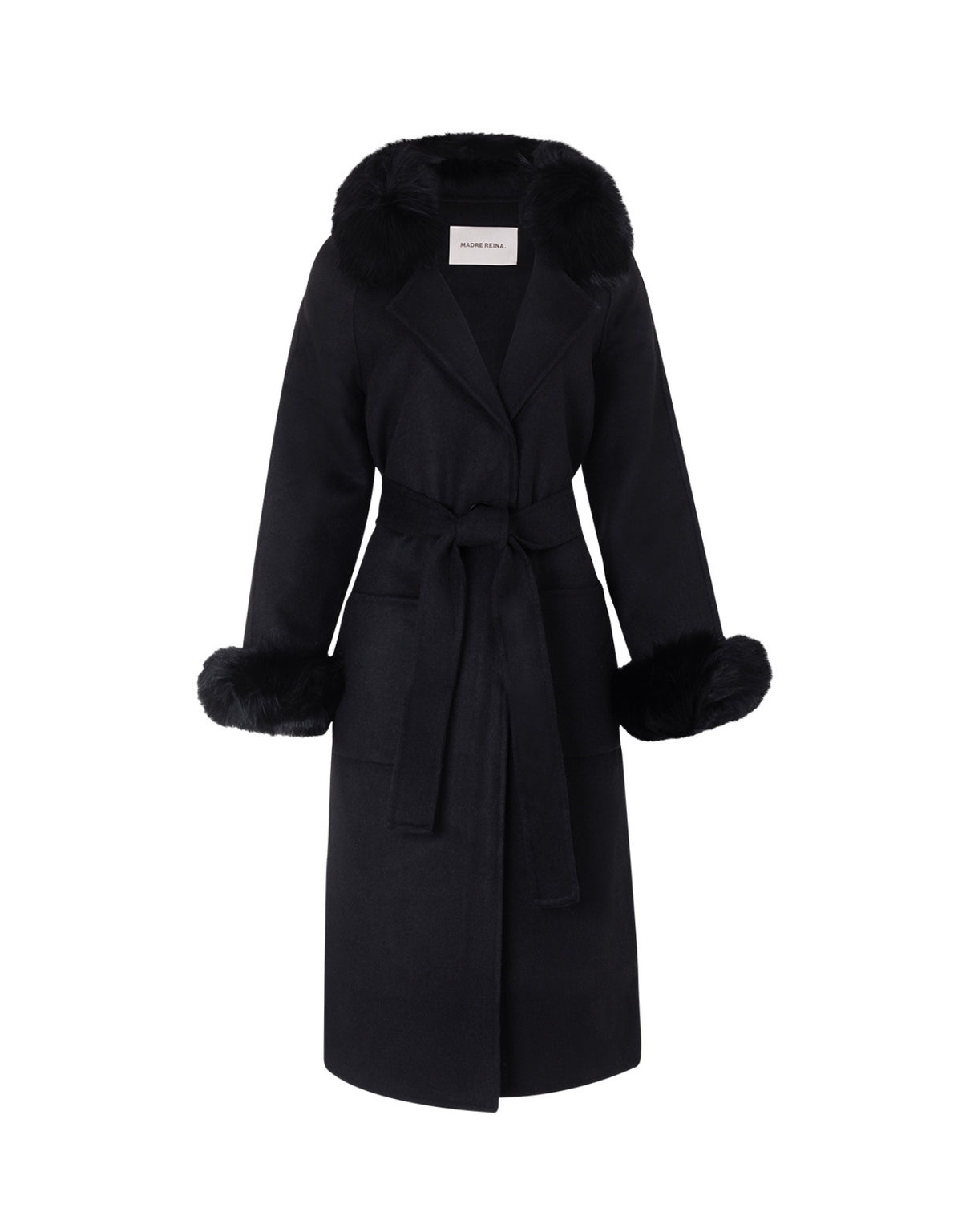 CASACO MEGAN LONGO MADRE REINA PRETO
