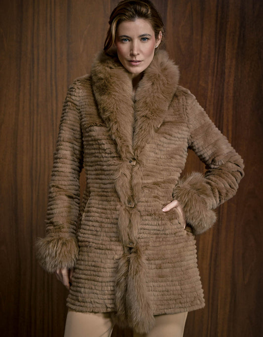 CASACO NYLON STRIPE MADRE REINA PELE ARGILA