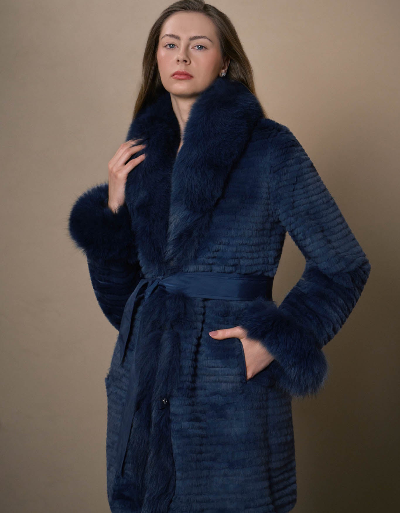 CASACO NYLON STRIPE MADRE REINA PELE AZUL MARINE