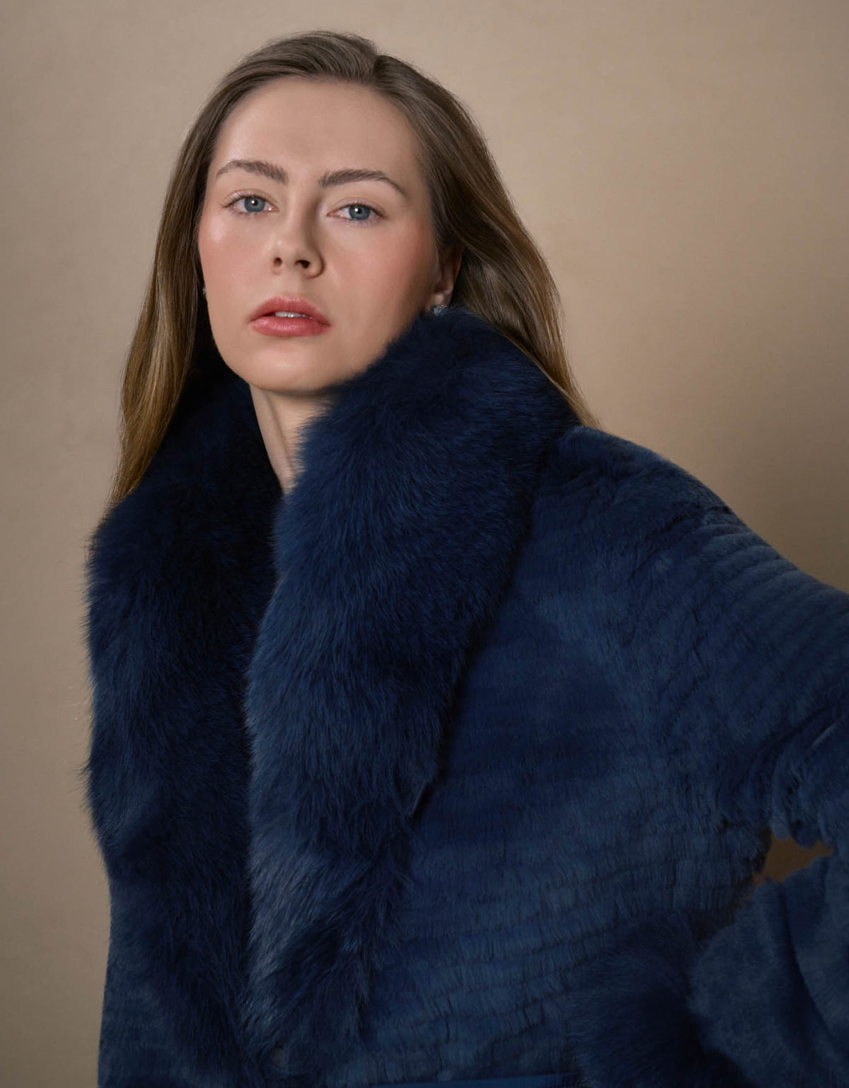 CASACO NYLON STRIPE MADRE REINA PELE AZUL MARINE