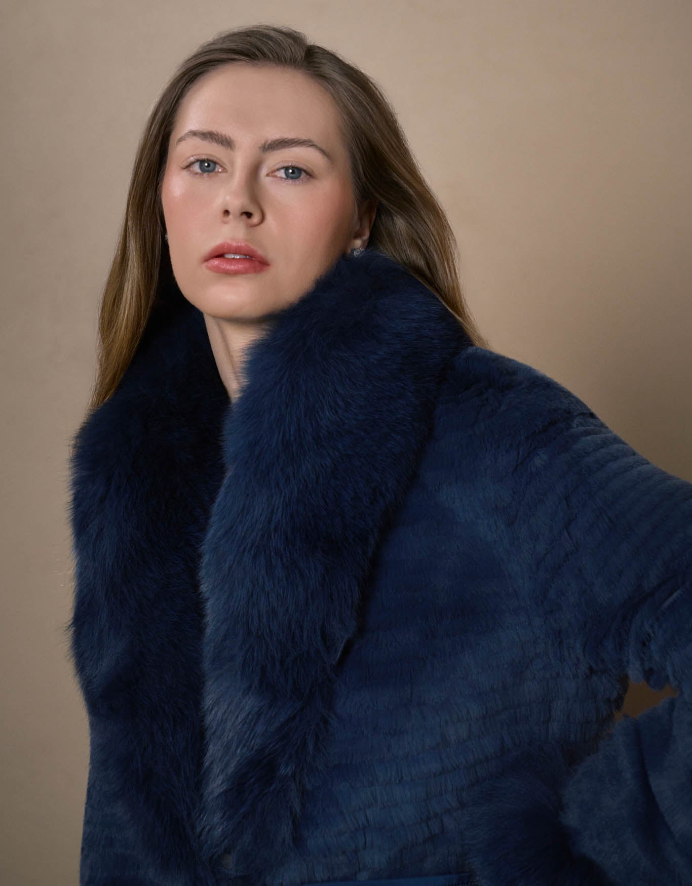 CASACO NYLON STRIPE MADRE REINA PELE AZUL MARINE