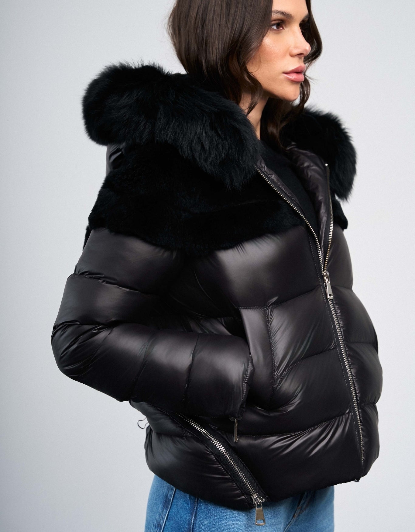 CASACO SARAH MADRE REINA NYLON PRETO