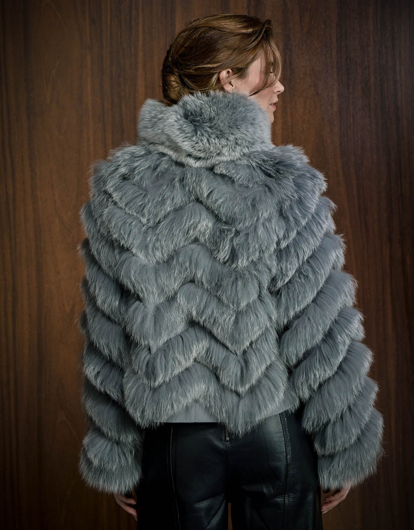 CASACO SILK BOTÕES REVERSÍVEL MADRE REINA PELE CINZA ESTANHO