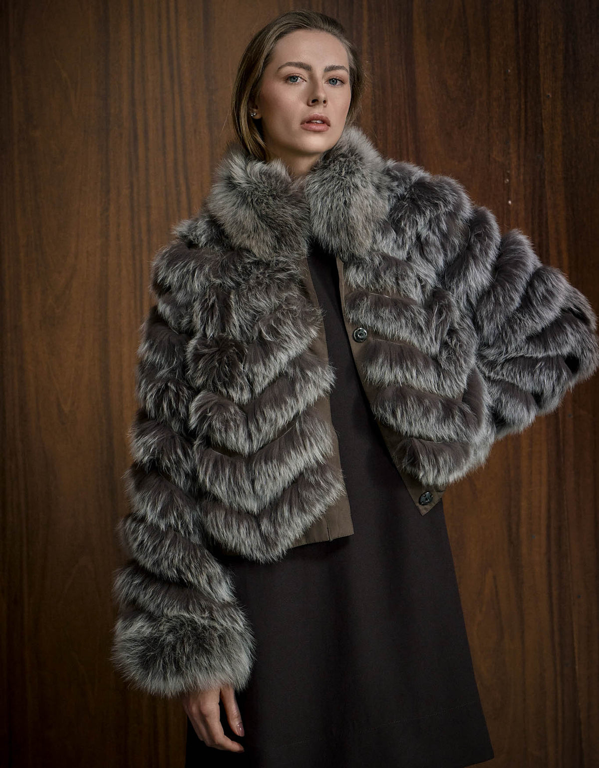 CASACO SILK BOTÕES REVERSÍVEL MADRE REINA PELE MADEIRA