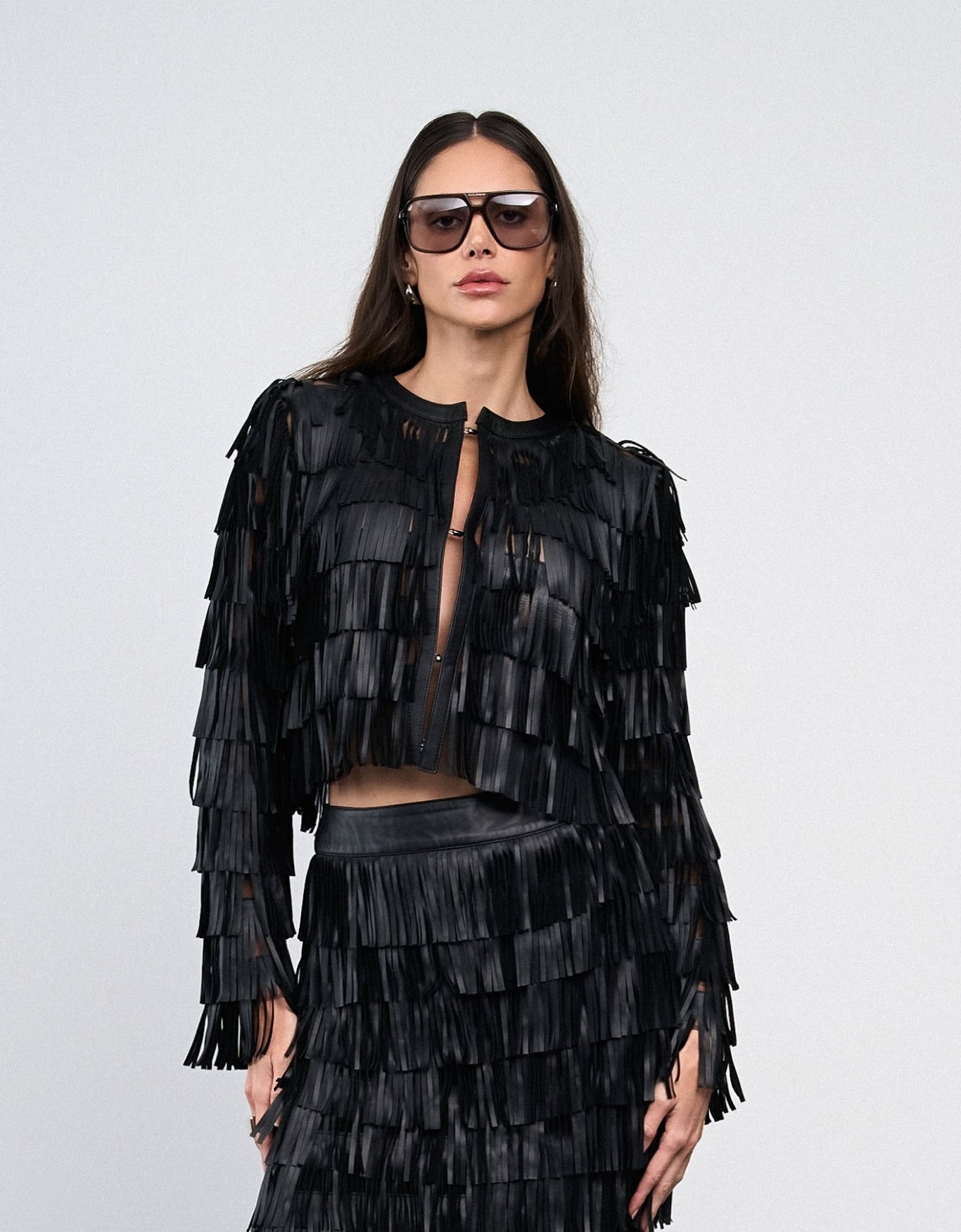 CASAQUETO  ABIGAIL MADRE REINA COURO PRETO