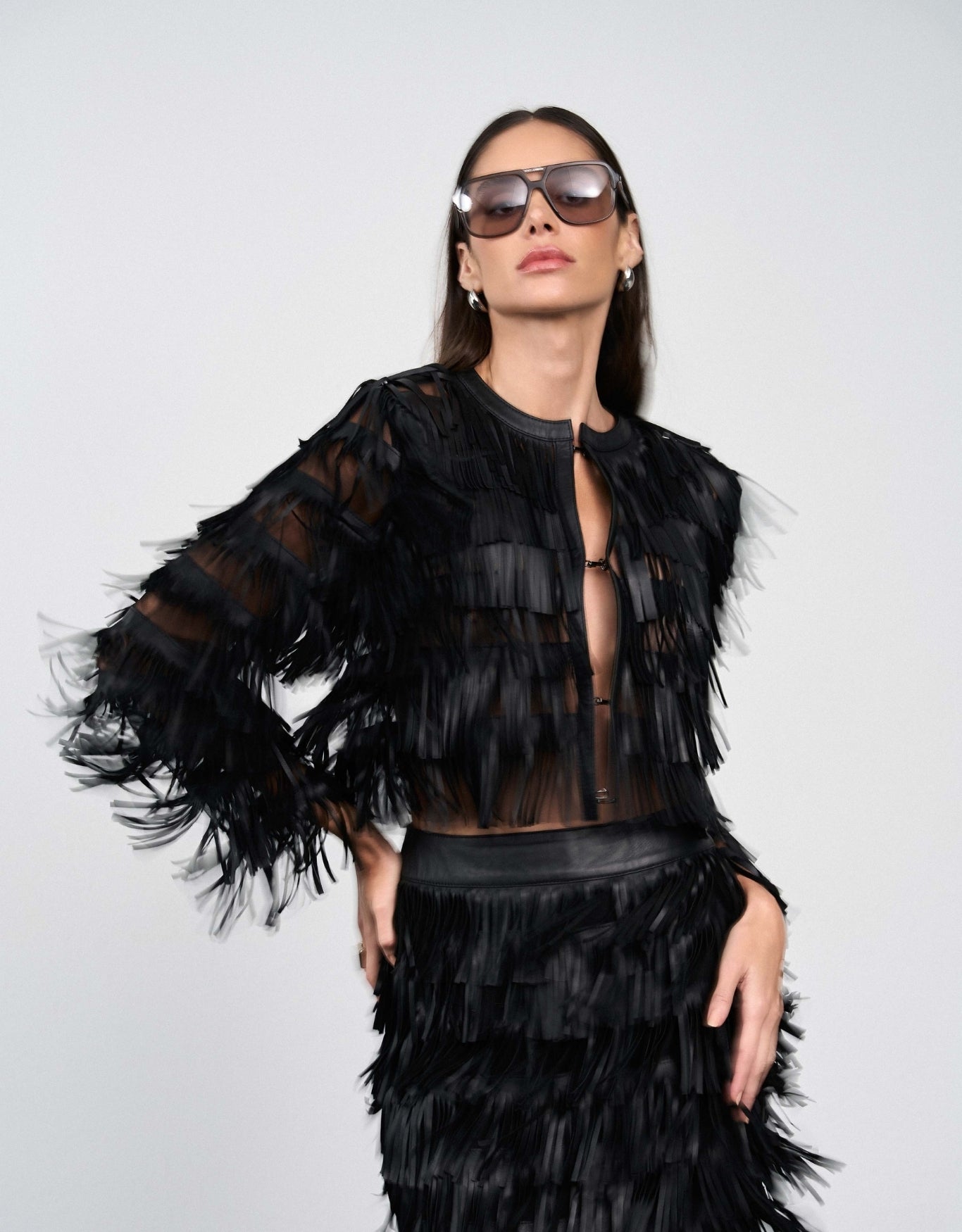 CASAQUETO  ABIGAIL MADRE REINA COURO PRETO