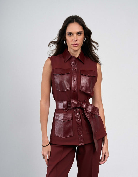 COLETE MADRE REINA COURO COM MALHA PINOT