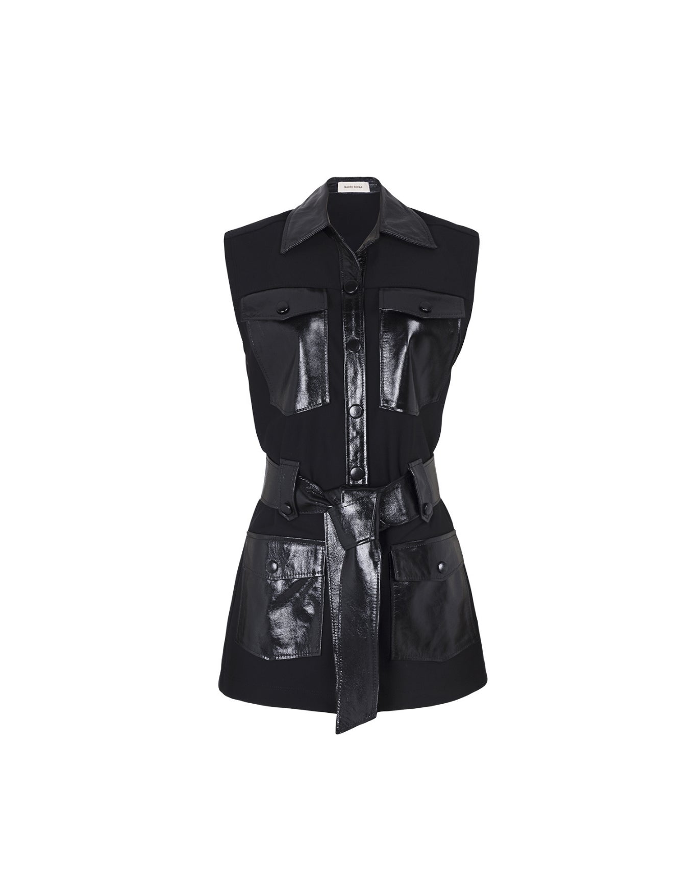 COLETE MADRE REINA COURO COM MALHA PRETO