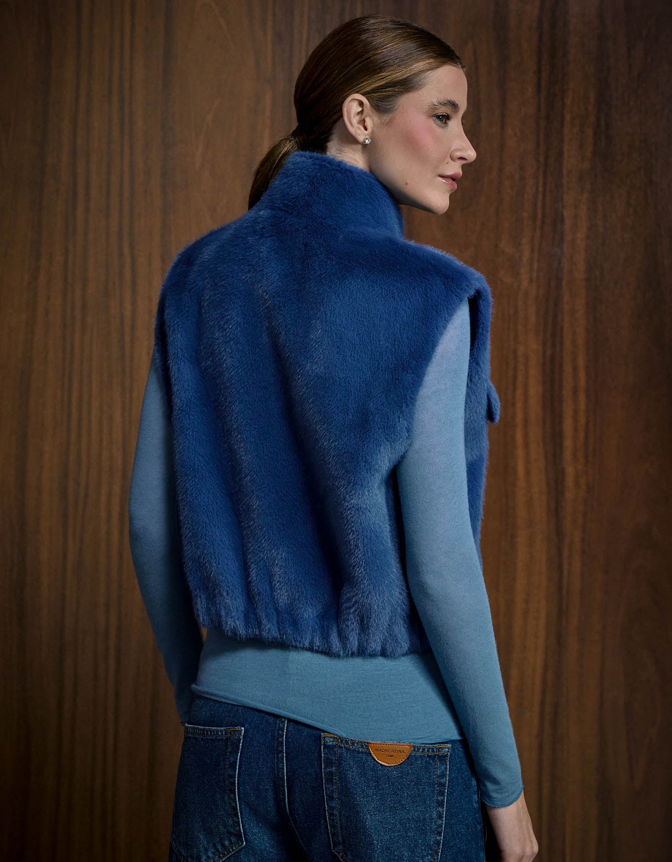 COLETE NINA MADRE REINA LIKE FUR AZUL JEANS