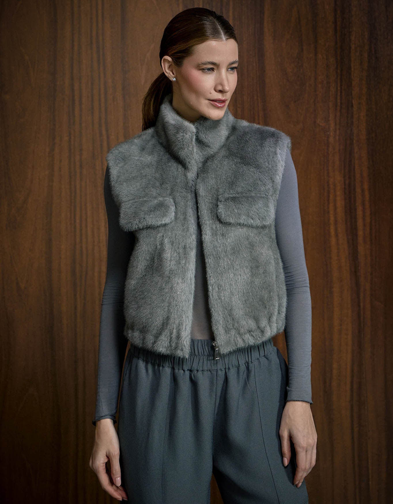 COLETE NINA MADRE REINA LIKE FUR CINZA ESTANHO