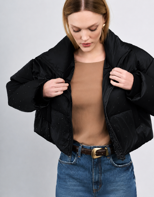 JAQUETA AGATHA MADRE REINA NYLON PRETO