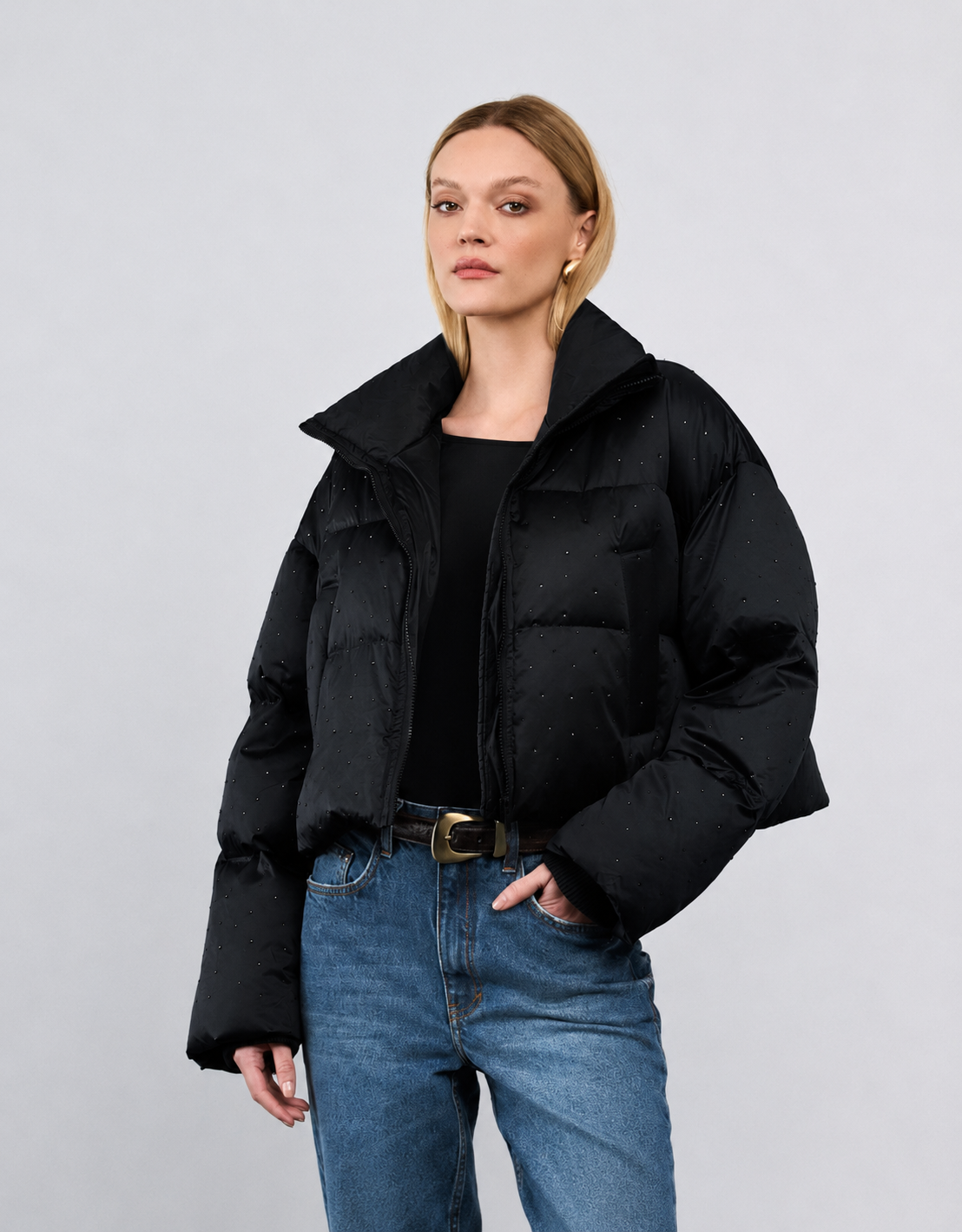 JAQUETA AGATHA MADRE REINA NYLON PRETO