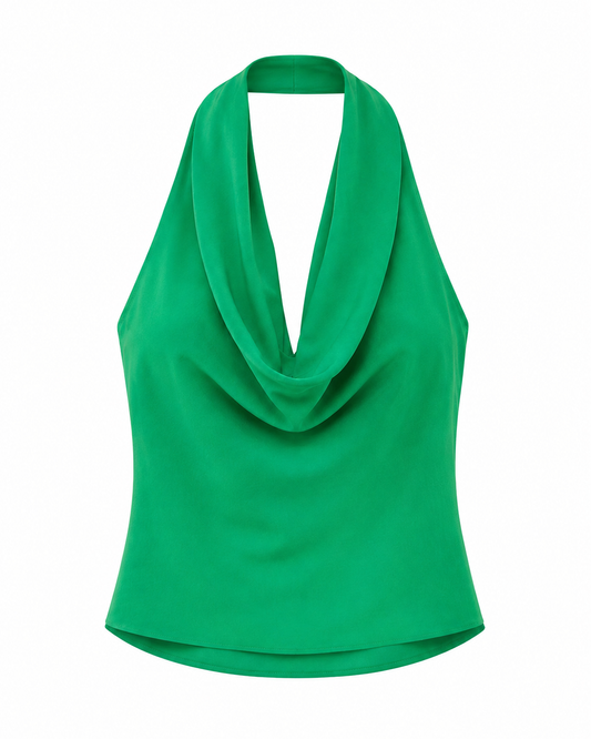 BLUSA BELLA MADRE REINA SEDA VERDE ESMERALDA