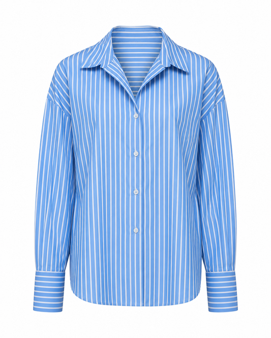 CAMISA FABIA MADRE REINA AZUL LISTRAS