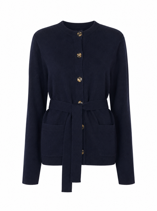 CARDIGAN CLÁSSICO MADRE REINA CASHMERE AZUL MARINE