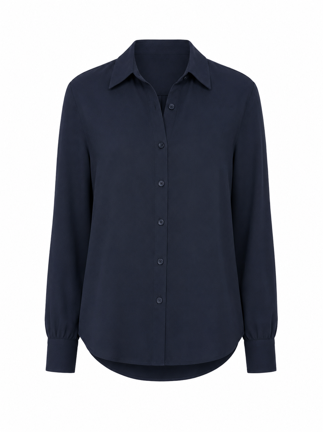 CAMISA CLÁSSICA PESPONTO MADRE REINA SEDA AZUL MARINE