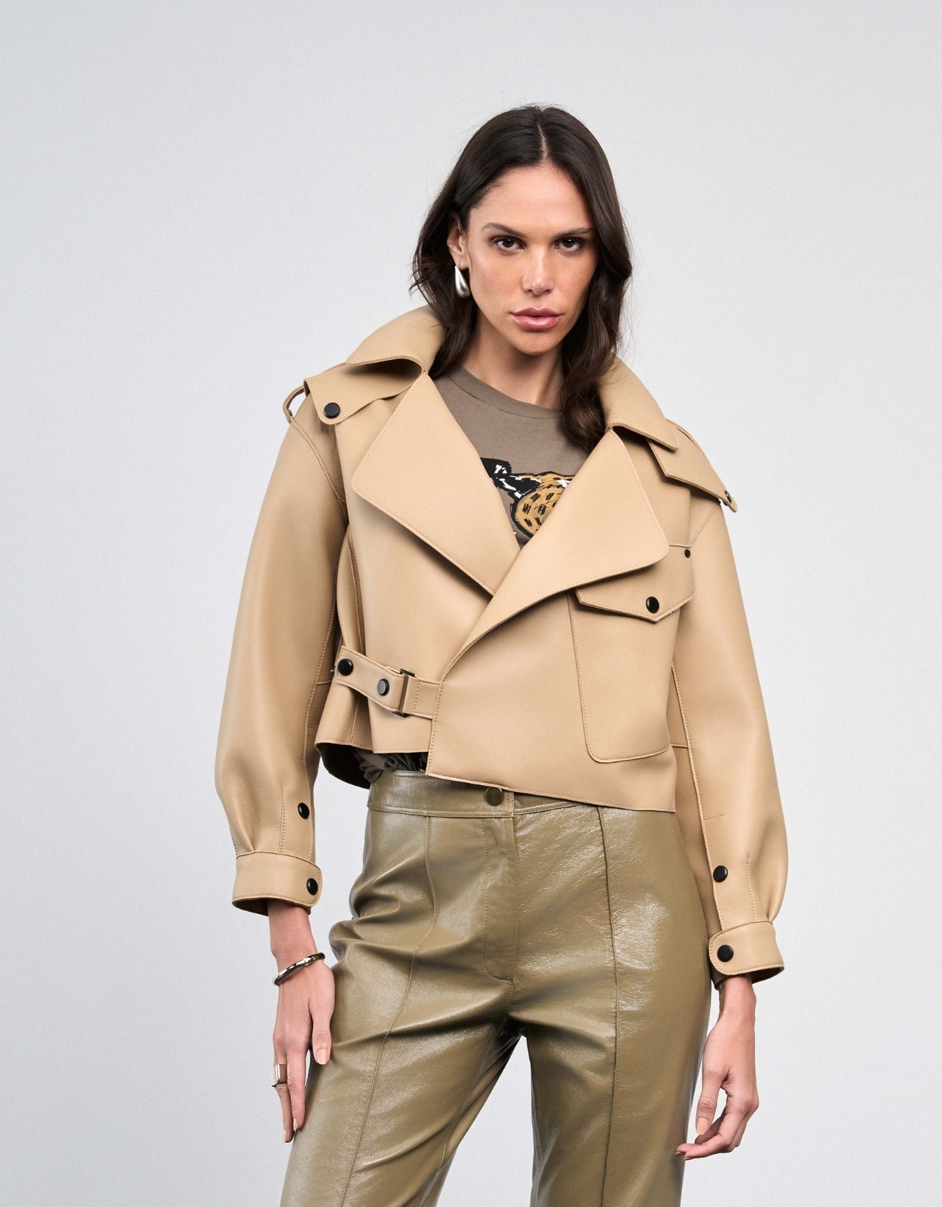 JAQUETA ANITA MADRE REINA COURO CAMEL