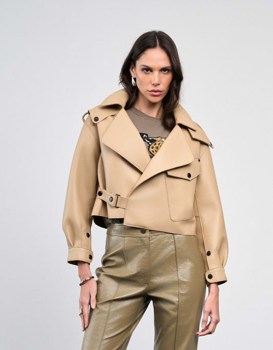 JAQUETA ANITA MADRE REINA COURO CAMEL