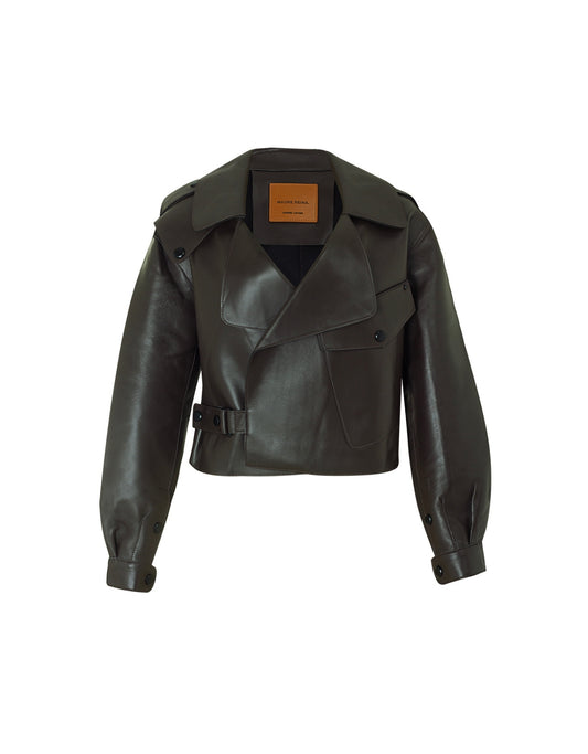 JAQUETA ANITA MADRE REINA COURO MARROM