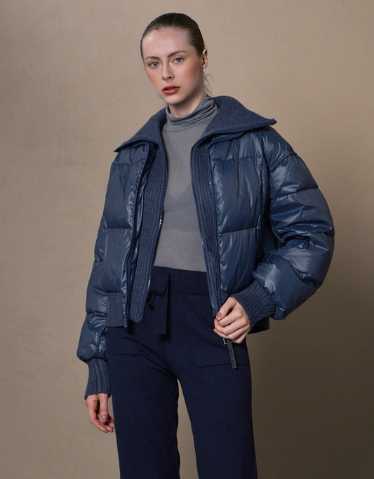 JAQUETA BEA PUFFER MADRE REINA NYLON AZUL MARINHO