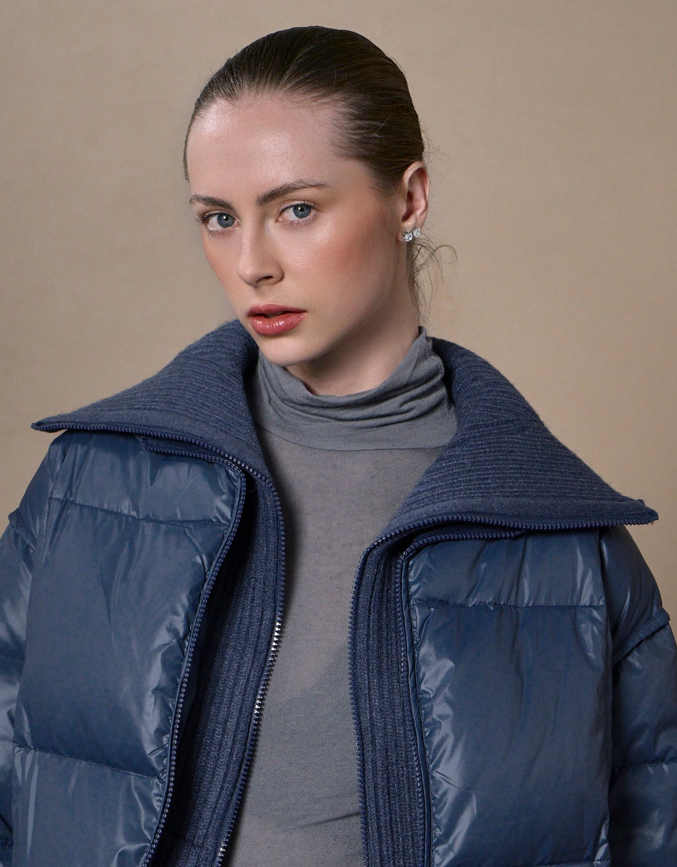 JAQUETA BEA PUFFER MADRE REINA NYLON AZUL MARINHO