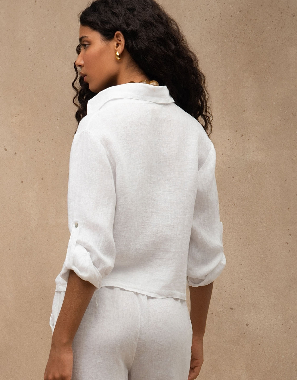 JAQUETA BOLSOS MADRE REINA LINHO BRANCO