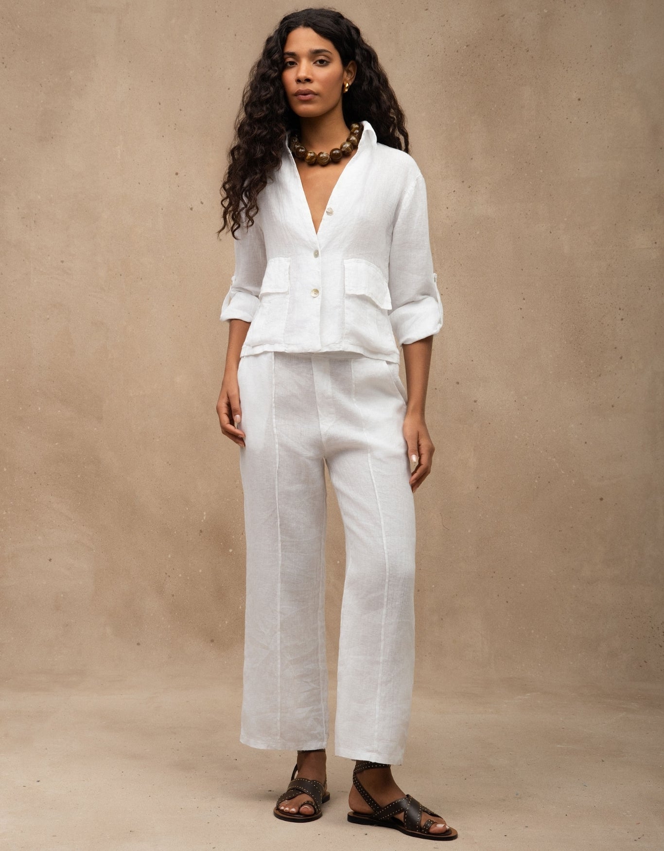 JAQUETA BOLSOS MADRE REINA LINHO BRANCO