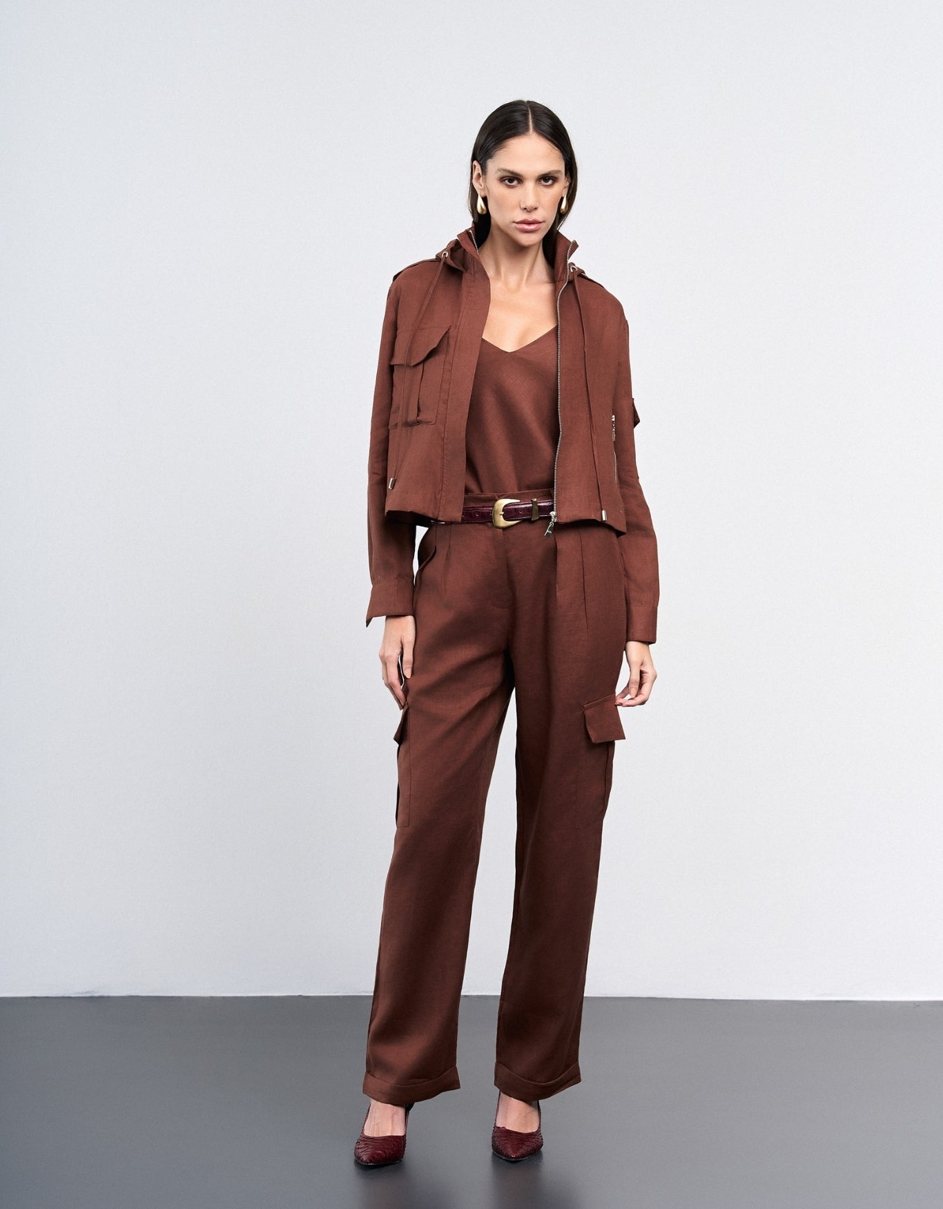 JAQUETA LINEN MADRE REINA LINHO COFFEE