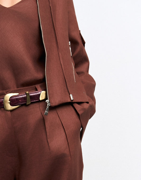 JAQUETA LINEN MADRE REINA LINHO COFFEE