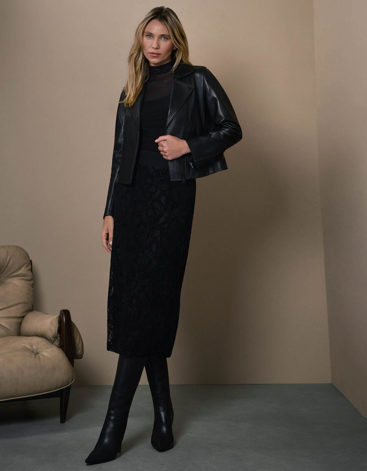 JAQUETA MARTINA PERFECTO MADRE REINA COURO PRETO