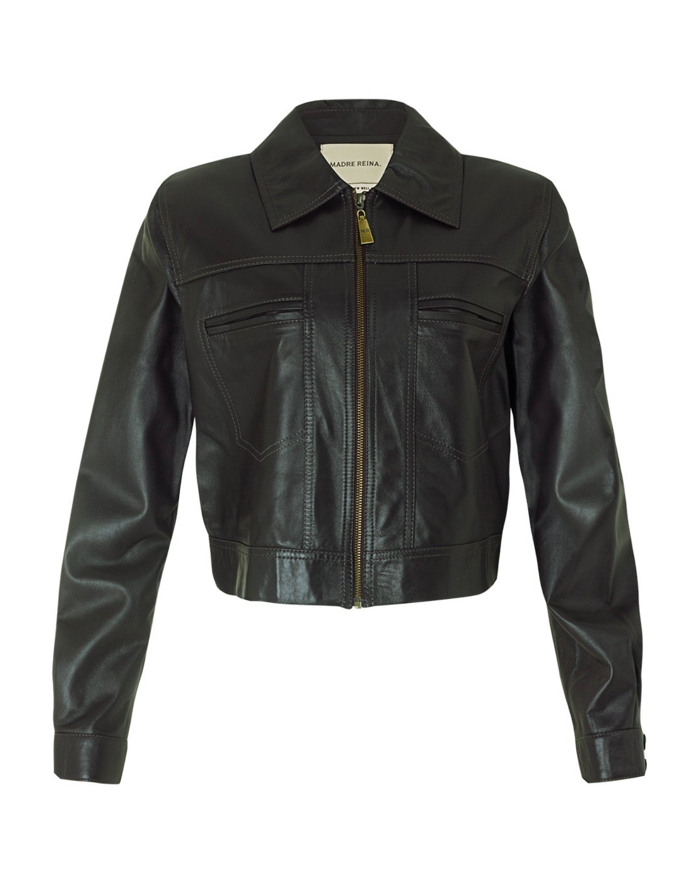 JAQUETA MEL MADRE REINA COURO DARK BROWN