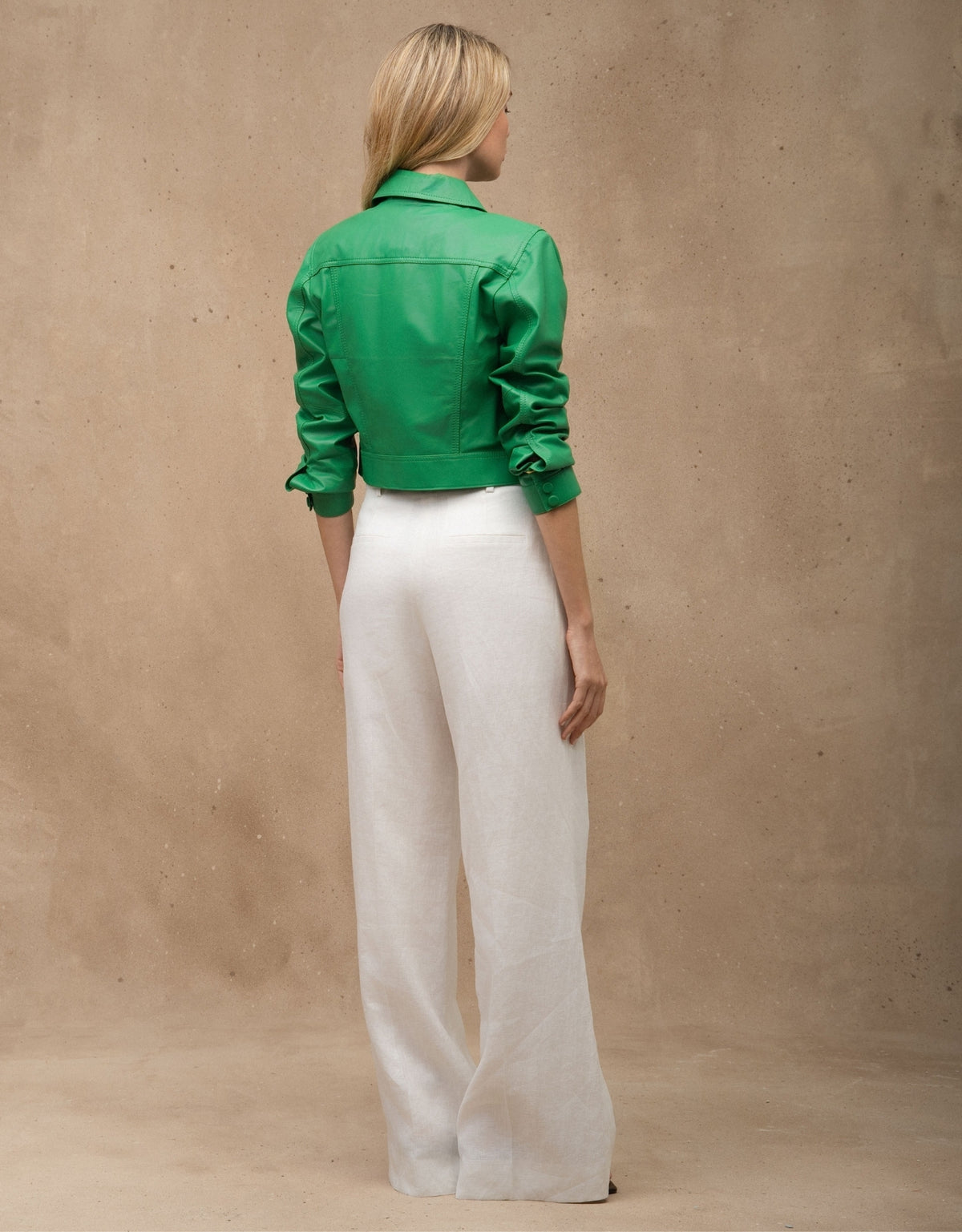 JAQUETA MEL MADRE REINA COURO VERDE ESMERALDA