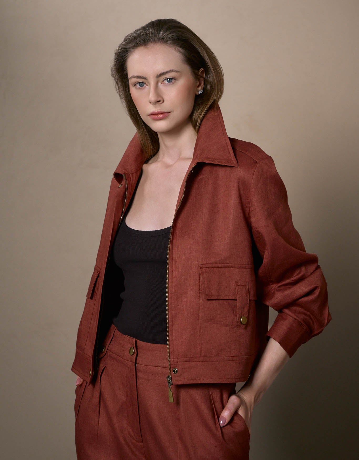 JAQUETA NANDA LINEN MR LINHO CANELA