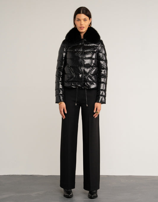 JAQUETA NICOLE MADRE REINA NYLON PRETO