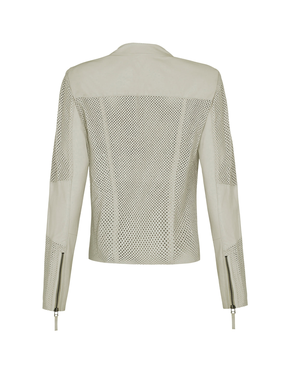 JAQUETA PERFECTO EM COURO PERFURADO OFF WHITE
