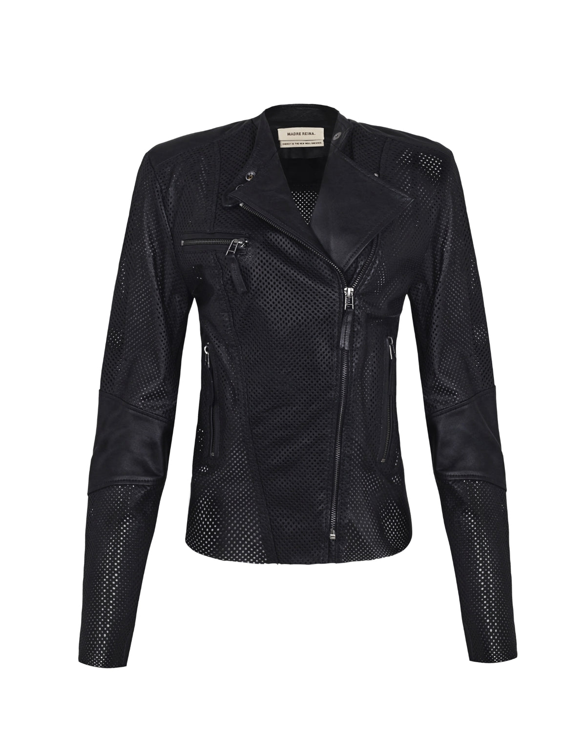 JAQUETA PERFECTO EM COURO PERFURADO PRETO