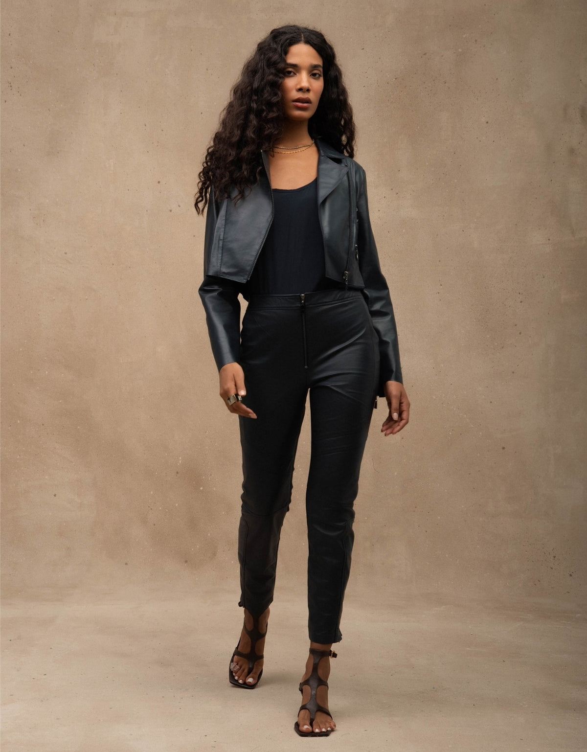 JAQUETA PERFECTO MADRE REINA COURO AZUL MARINE