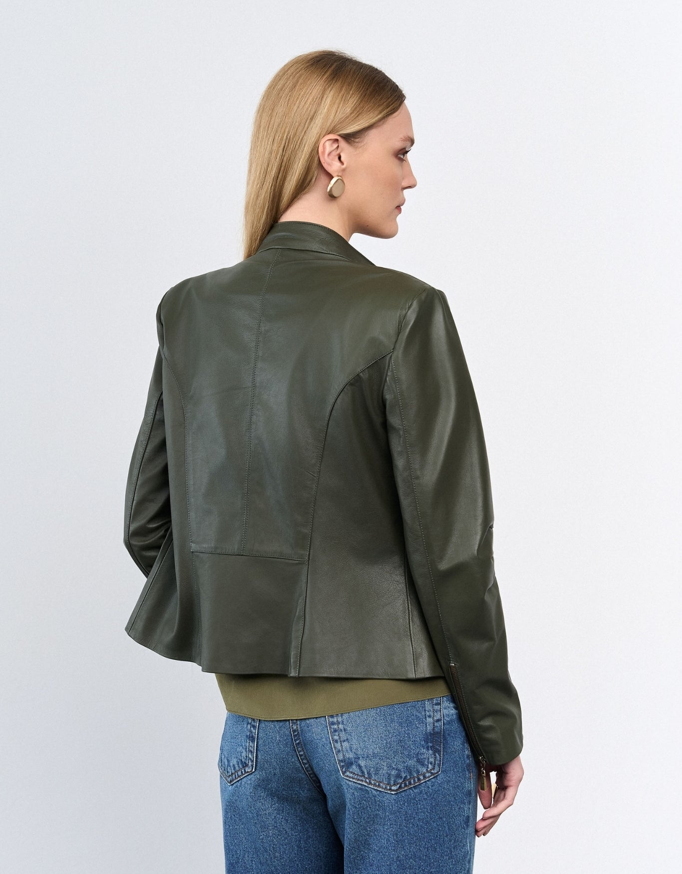 JAQUETA VERÔNICA MADRE REINA COURO DARK MOSS