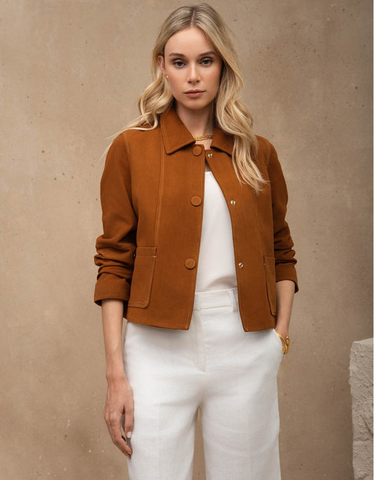 JAQUETA VITÓRIA MADRE REINA CHAMOIS CARAMELO